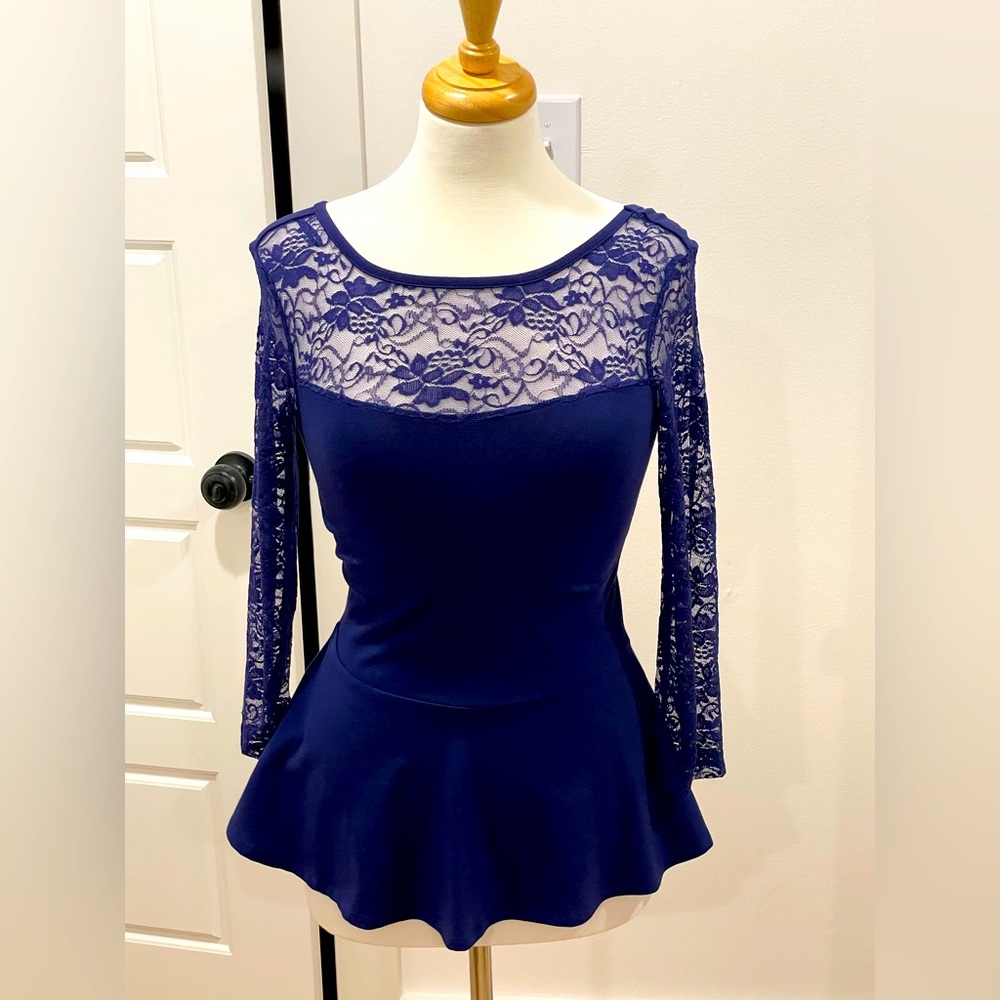 Navy Blue peplum top